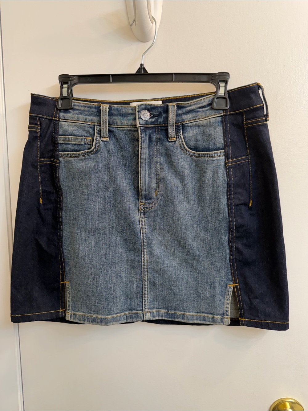 Current/Elliott Two-Tone Blue Denim Mini Skirt